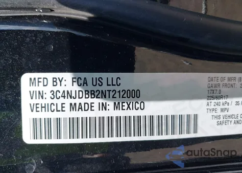 2022 Jeep Compass Latitude 4X4 из США, поврежденный, VIN 3C4NJDBB2NT212000